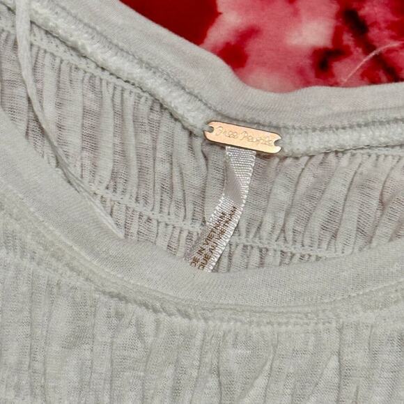 Free People Smocked Babydoll Top White Women's Small Cottagecore Romantic Linen - Picture 14 of 15